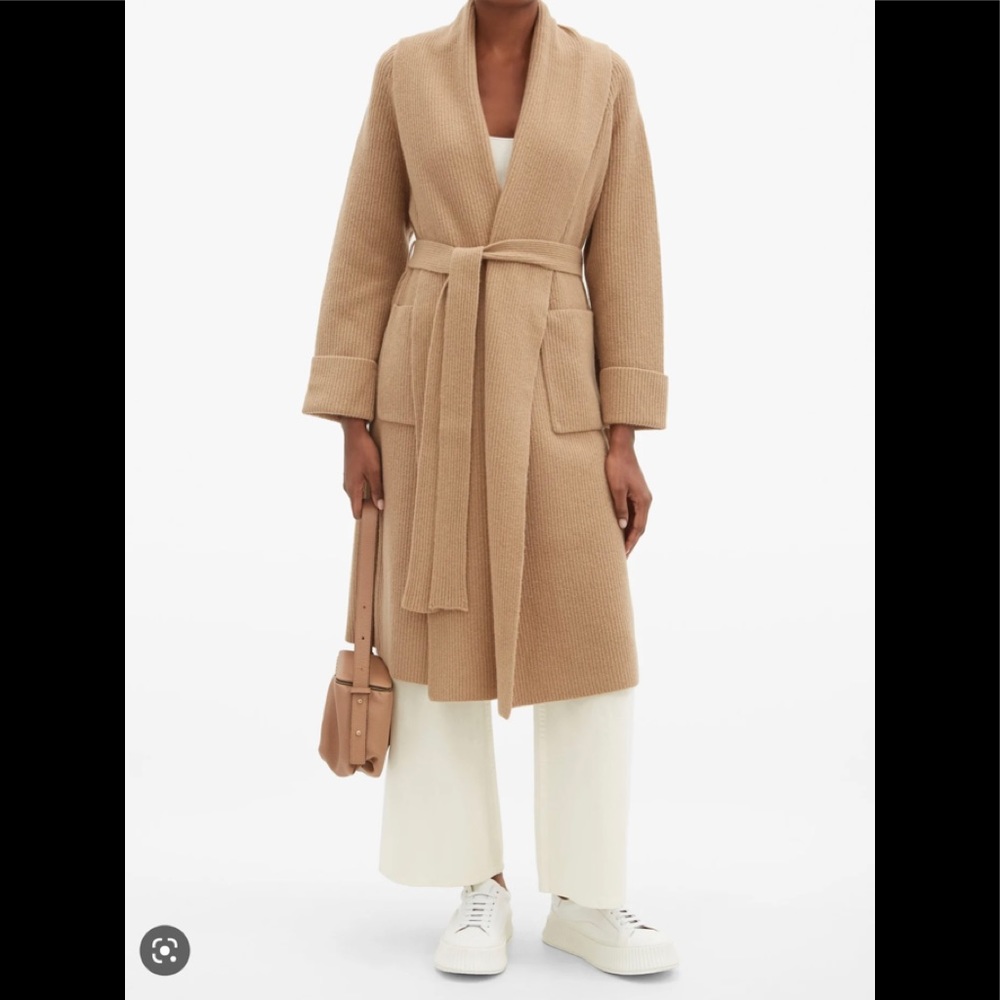 MaxMara Camel Wrap Belted Wool-Blend Coatigan